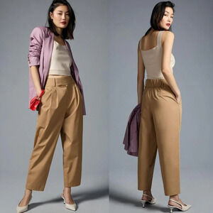 Anthropologie Exquise Barrel-Leg Chino Pants in Cedar Size Medium NWOT $138